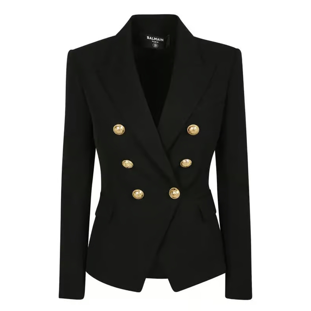 NWT Balmain Blazer Jacket FR 34 US 2 Black Wool Grain de Poudre $2,690